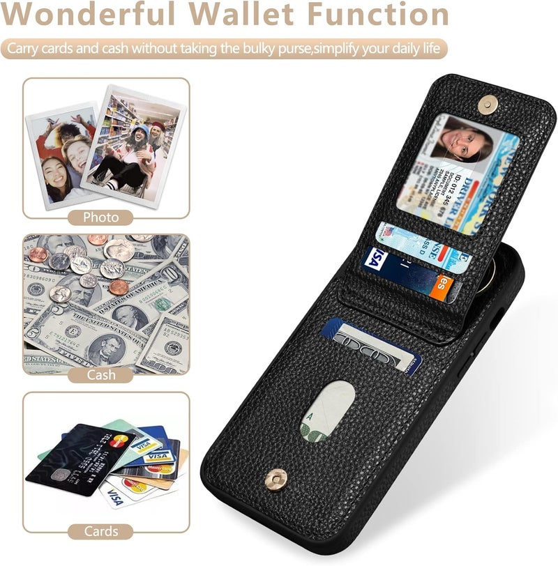 Keallce Case for iPhone 13 Pro Max 6.7'', Detachable Crossbody Case Wallet with RFID Blocking Card Slots, 360ｰRing Stand, Folio Leather Protective Cover Shoulder Strap Lady for iPhone 13 Pro Max,Black - Image 3